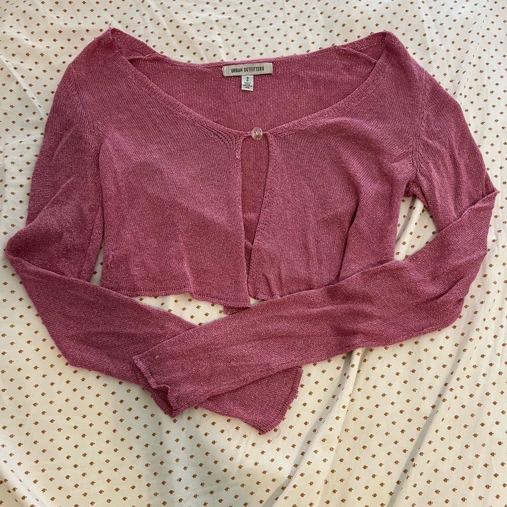 UO pink cropped cardigan